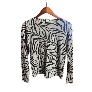 Black & White Animal Print Top Size L | Nygard Collection | Statement Piece